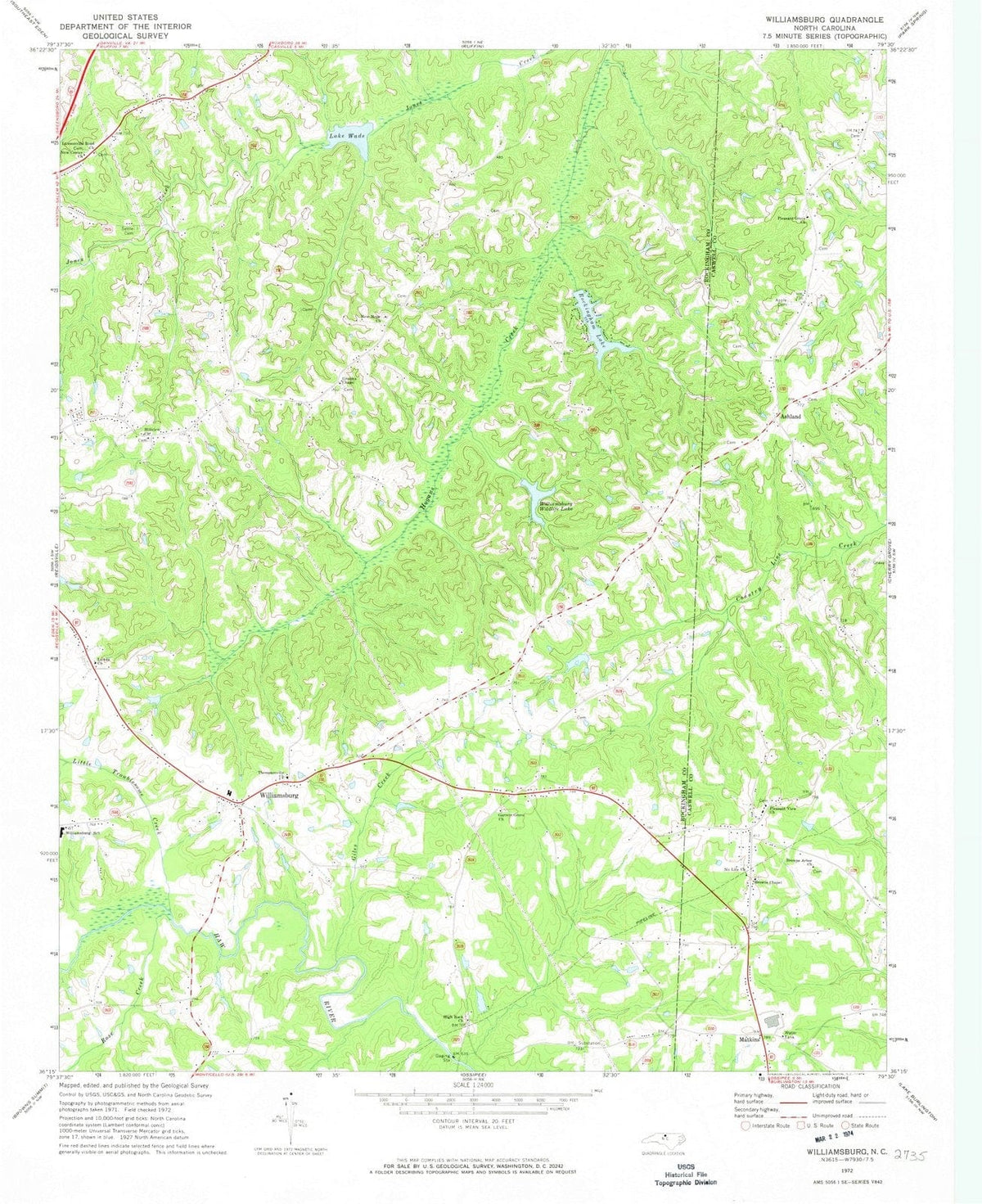 1972 Williamsburg, NC - North Carolina - USGS Topographic Map