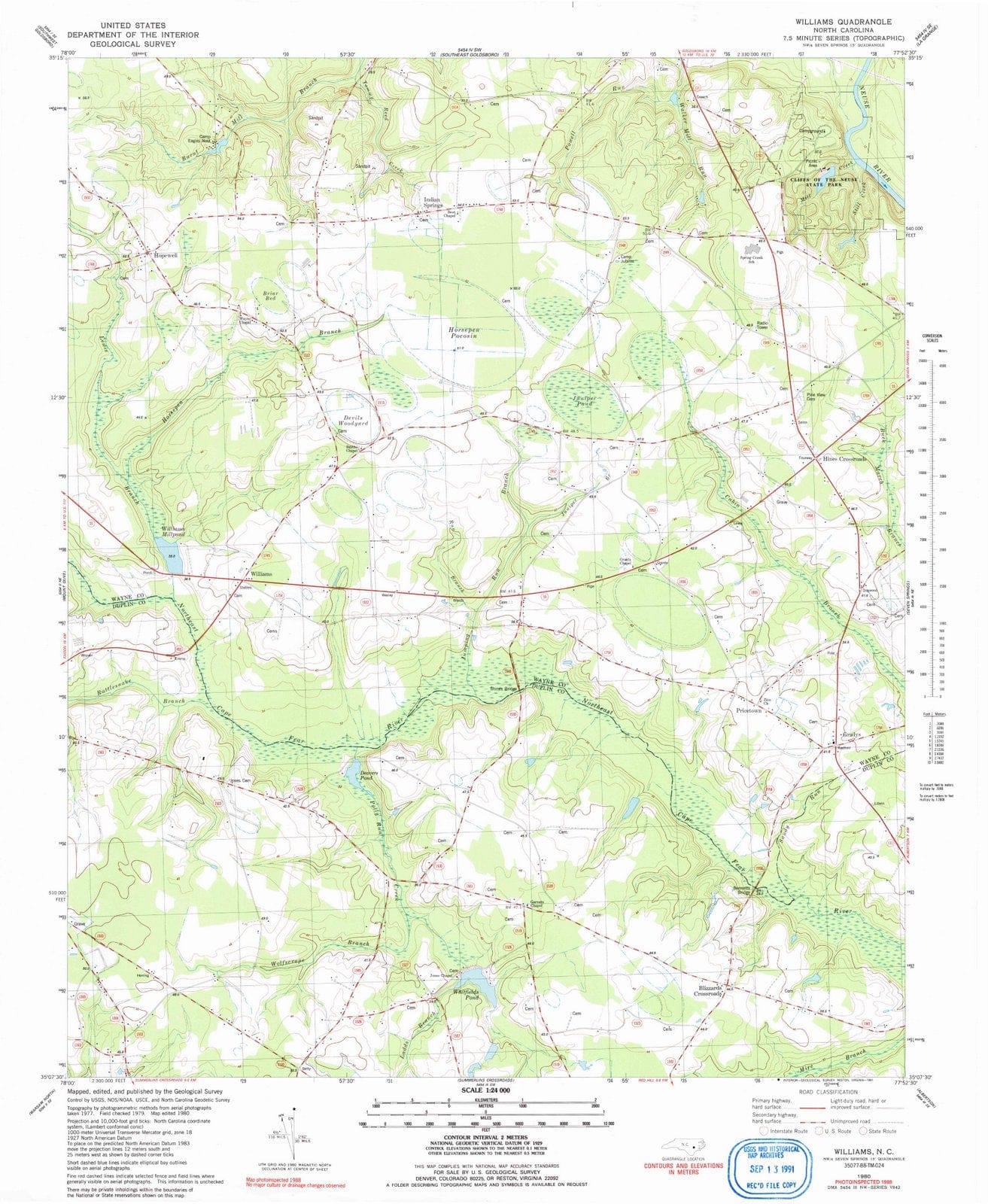 1980 Williams, NC - North Carolina - USGS Topographic Map
