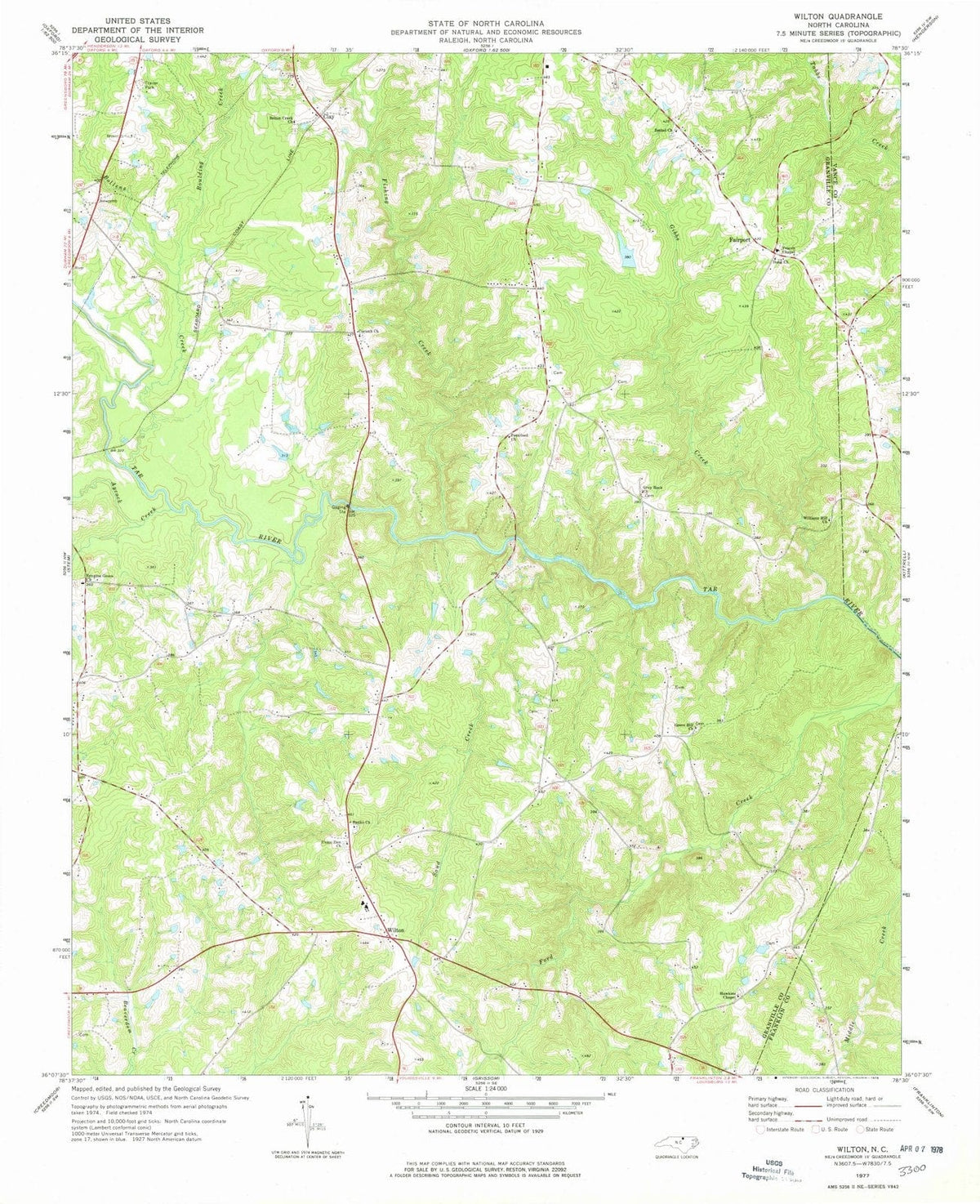 1977 Wilton, NC - North Carolina - USGS Topographic Map