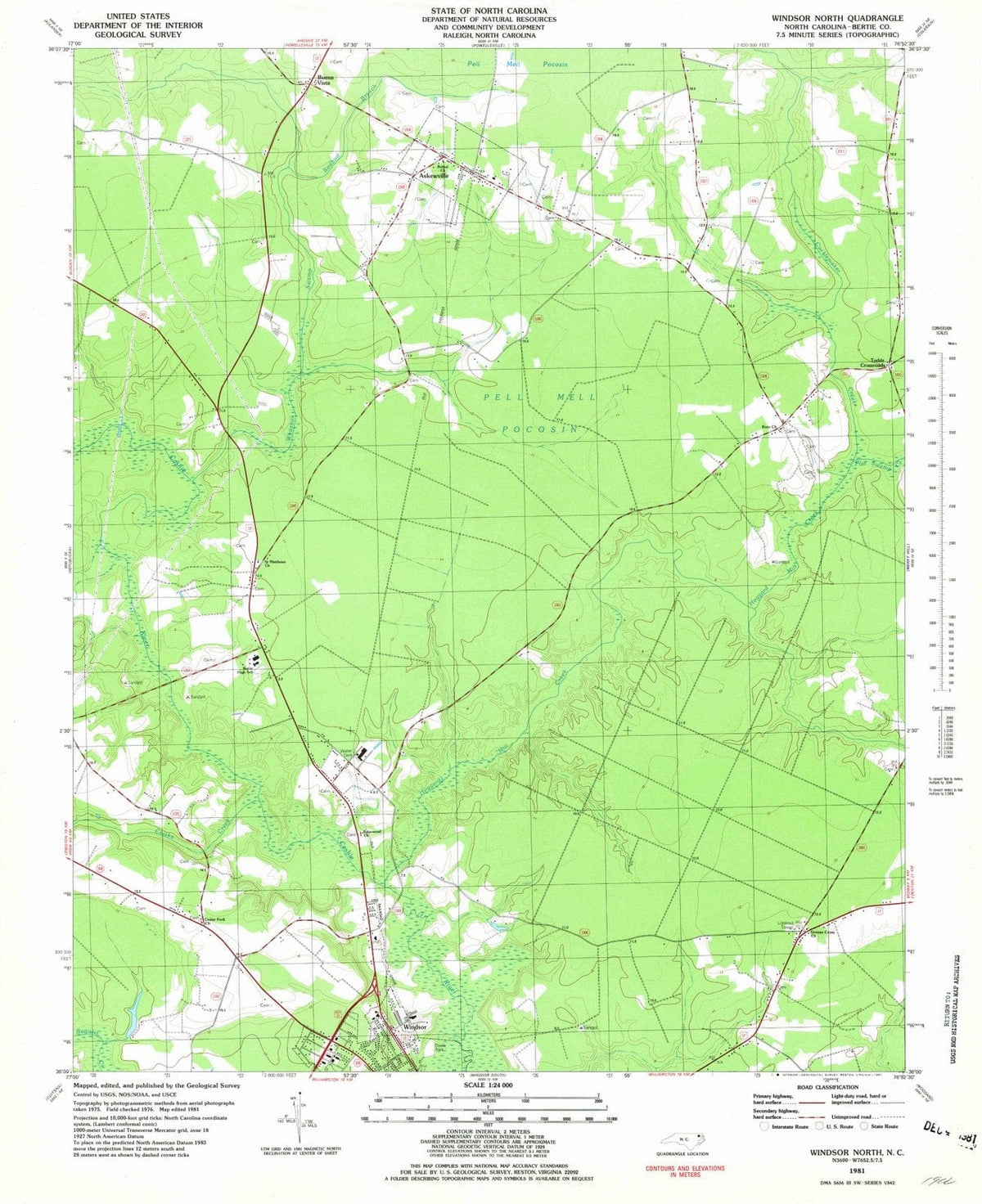 1981 Windsor North, NC - North Carolina - USGS Topographic Map