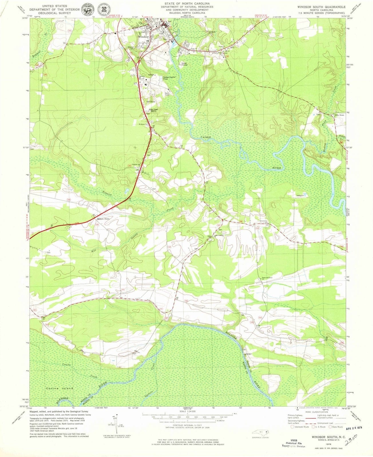 1978 Windsor South, NC - North Carolina - USGS Topographic Map