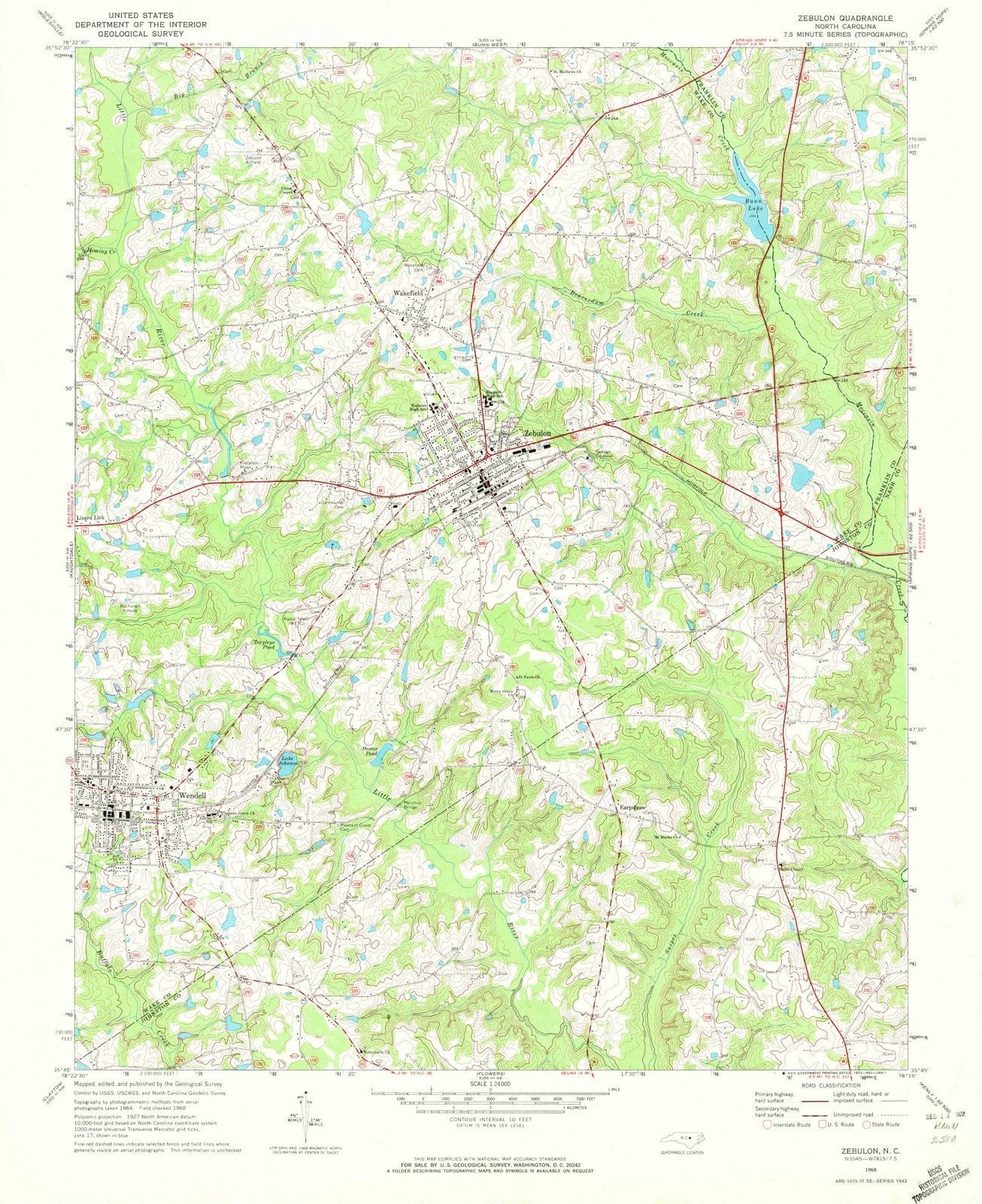 1968 Zebulon, NC - North Carolina - USGS Topographic Map