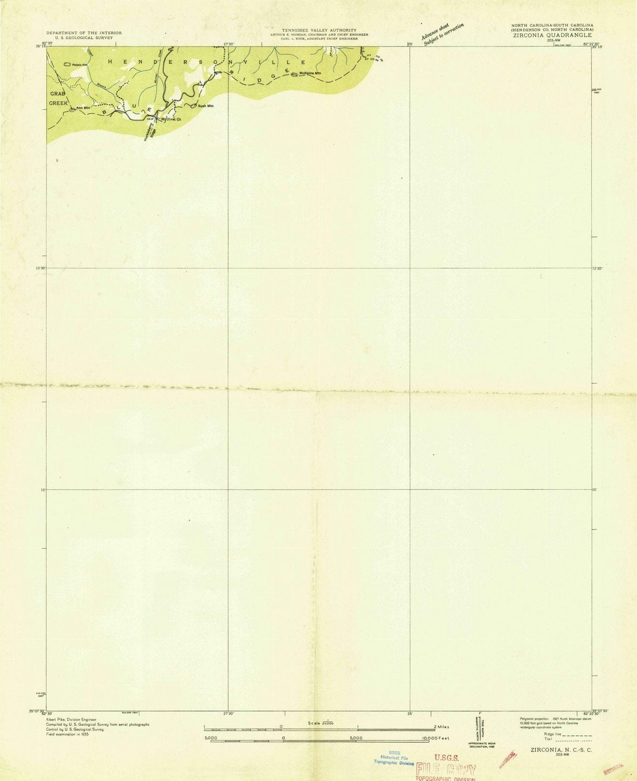 1935 Zirconia, NC - North Carolina - USGS Topographic Map
