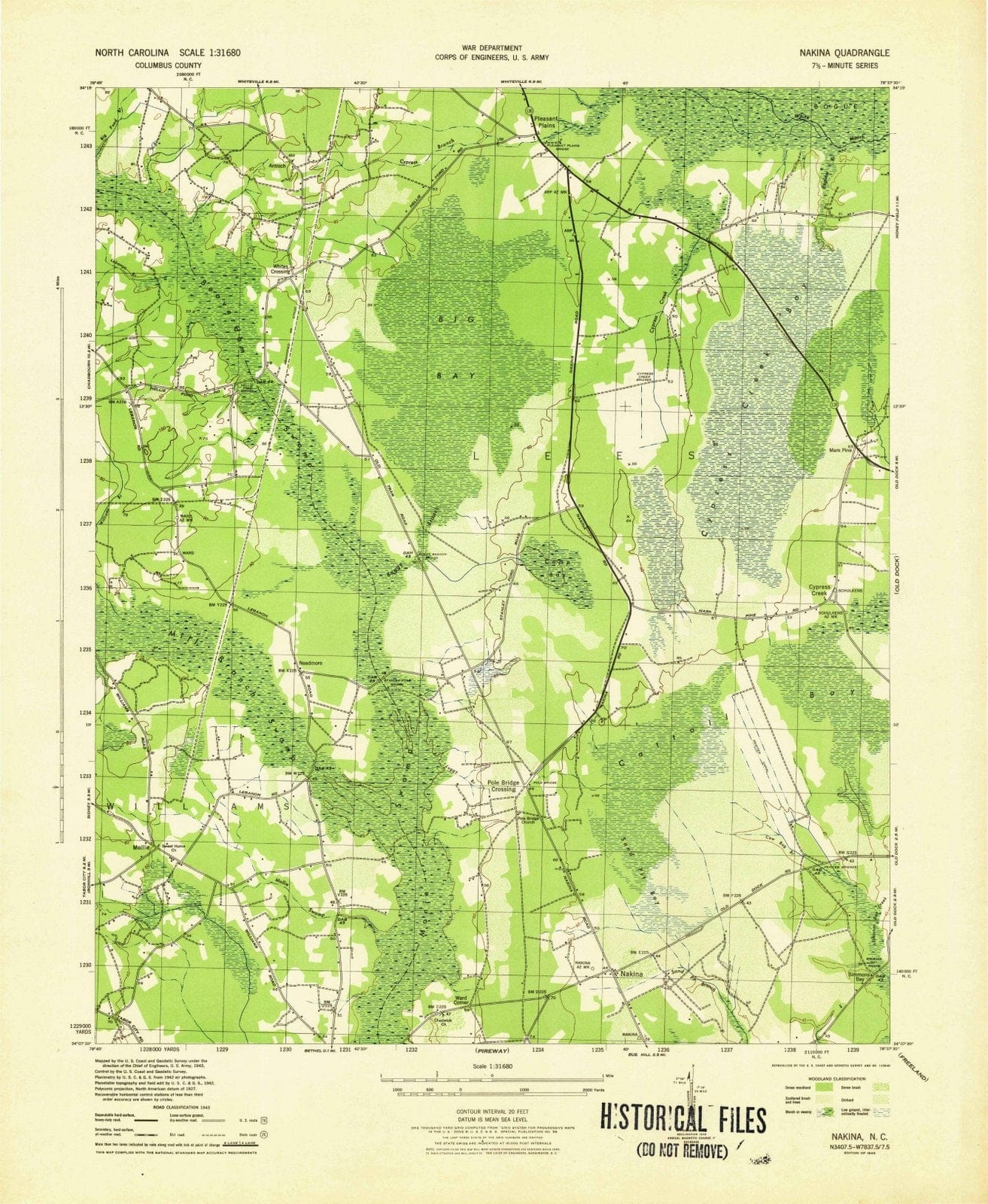 1943 Nakina, NC - North Carolina - USGS Topographic Map v2