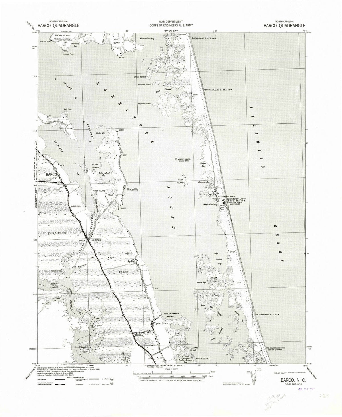 1940 Barco, NC - North Carolina - USGS Topographic Map