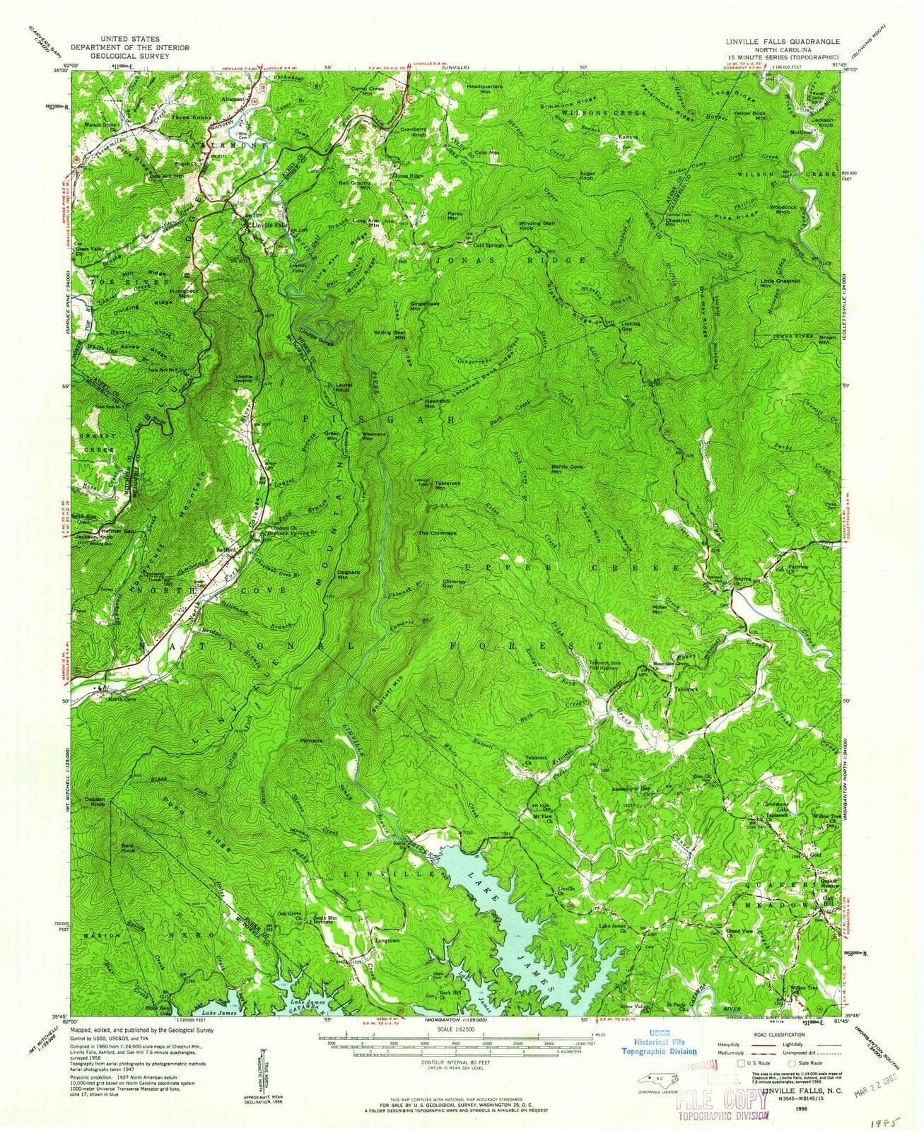 1956 Linville Falls, NC - North Carolina - USGS Topographic Map