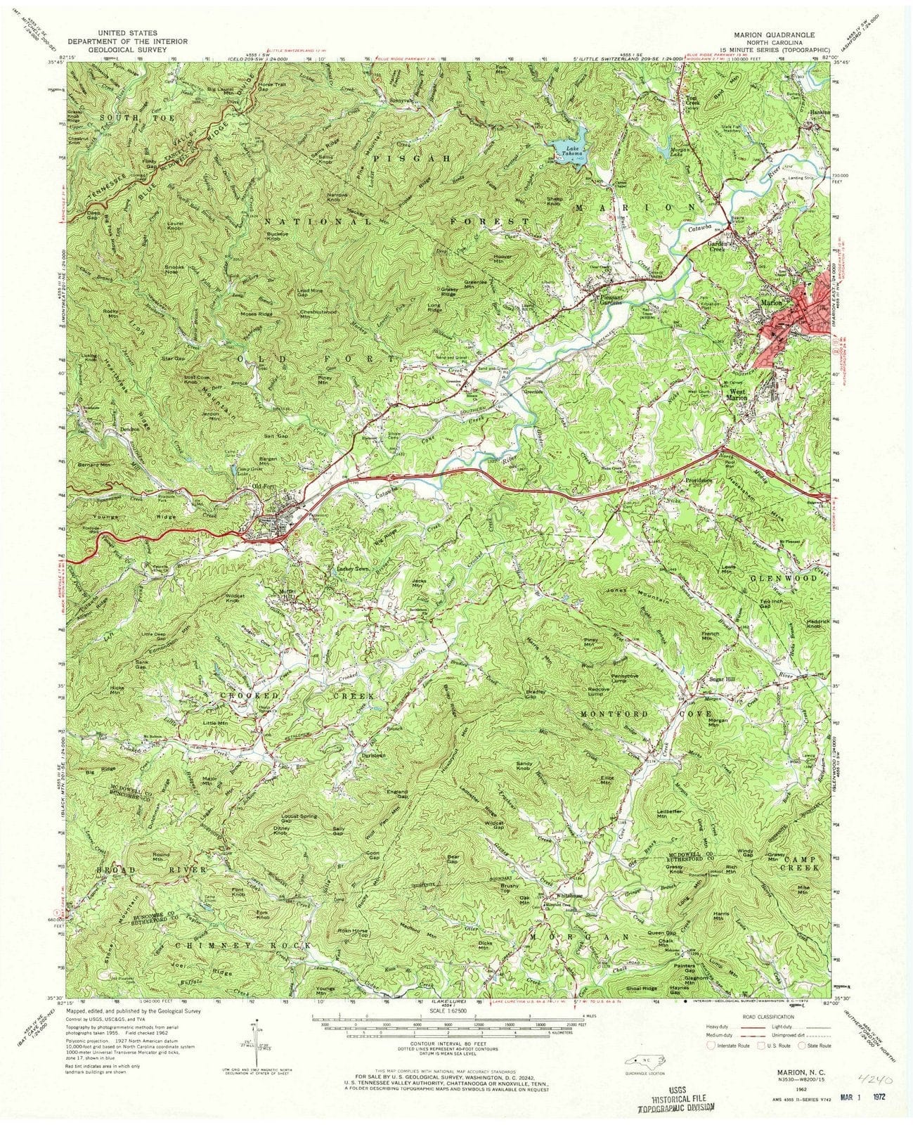 1962 Marion, NC - North Carolina - USGS Topographic Map