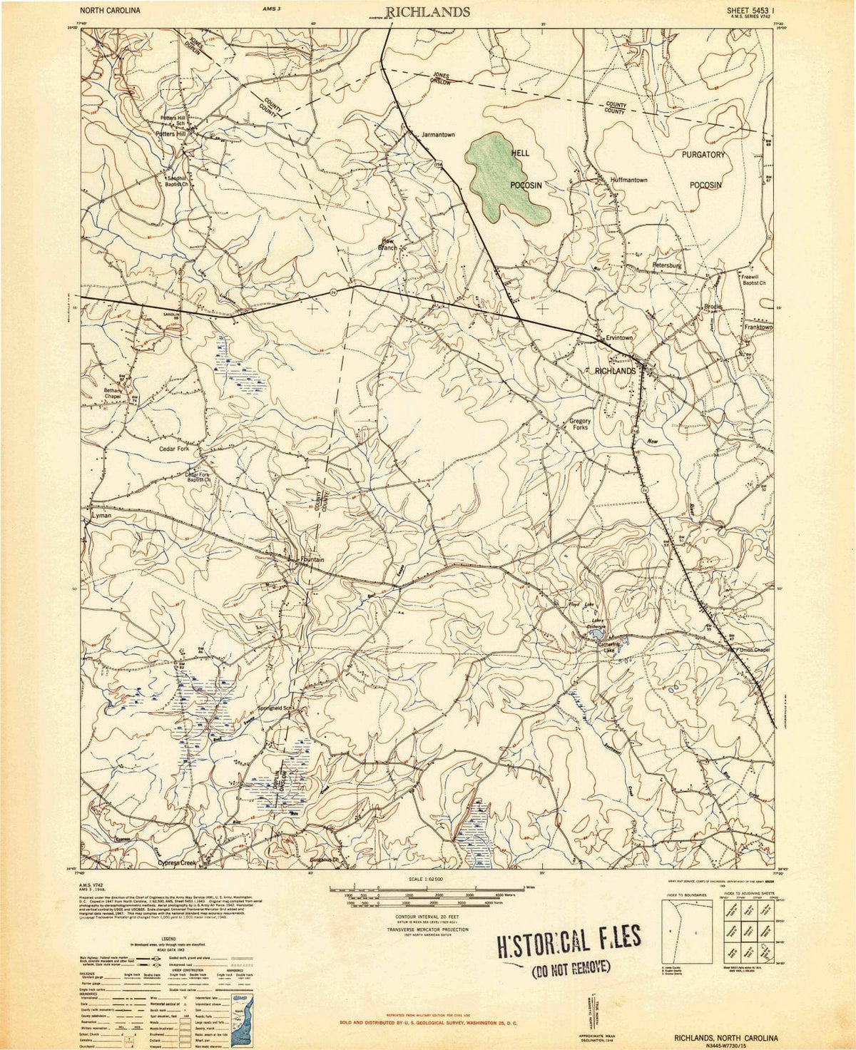 1948 Richlands, NC - North Carolina - USGS Topographic Map