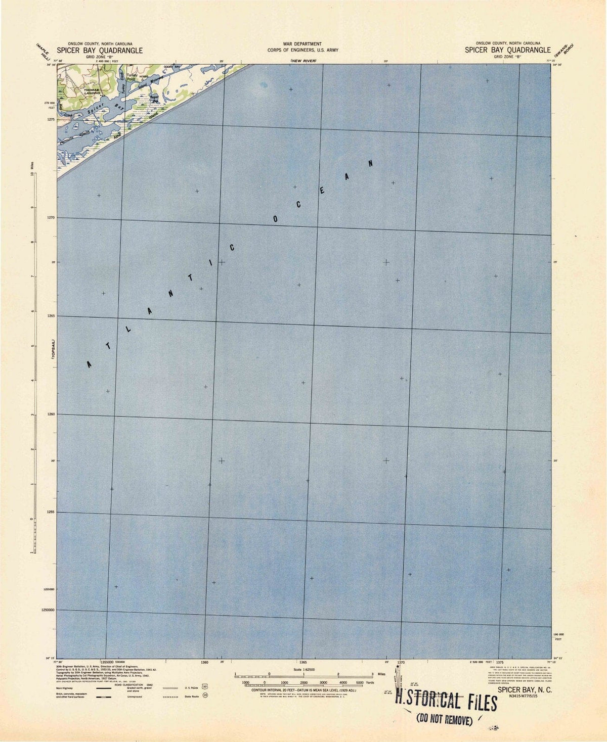 1942 Spicer Bay, NC - North Carolina - USGS Topographic Map
