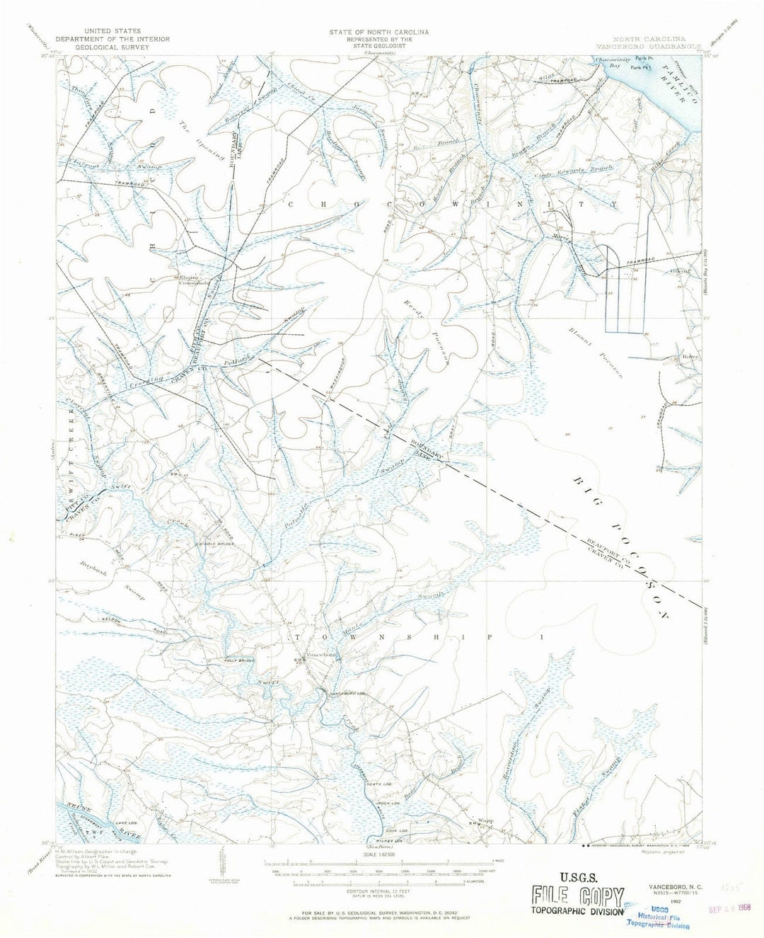 1902 Vanceboro, NC - North Carolina - USGS Topographic Map