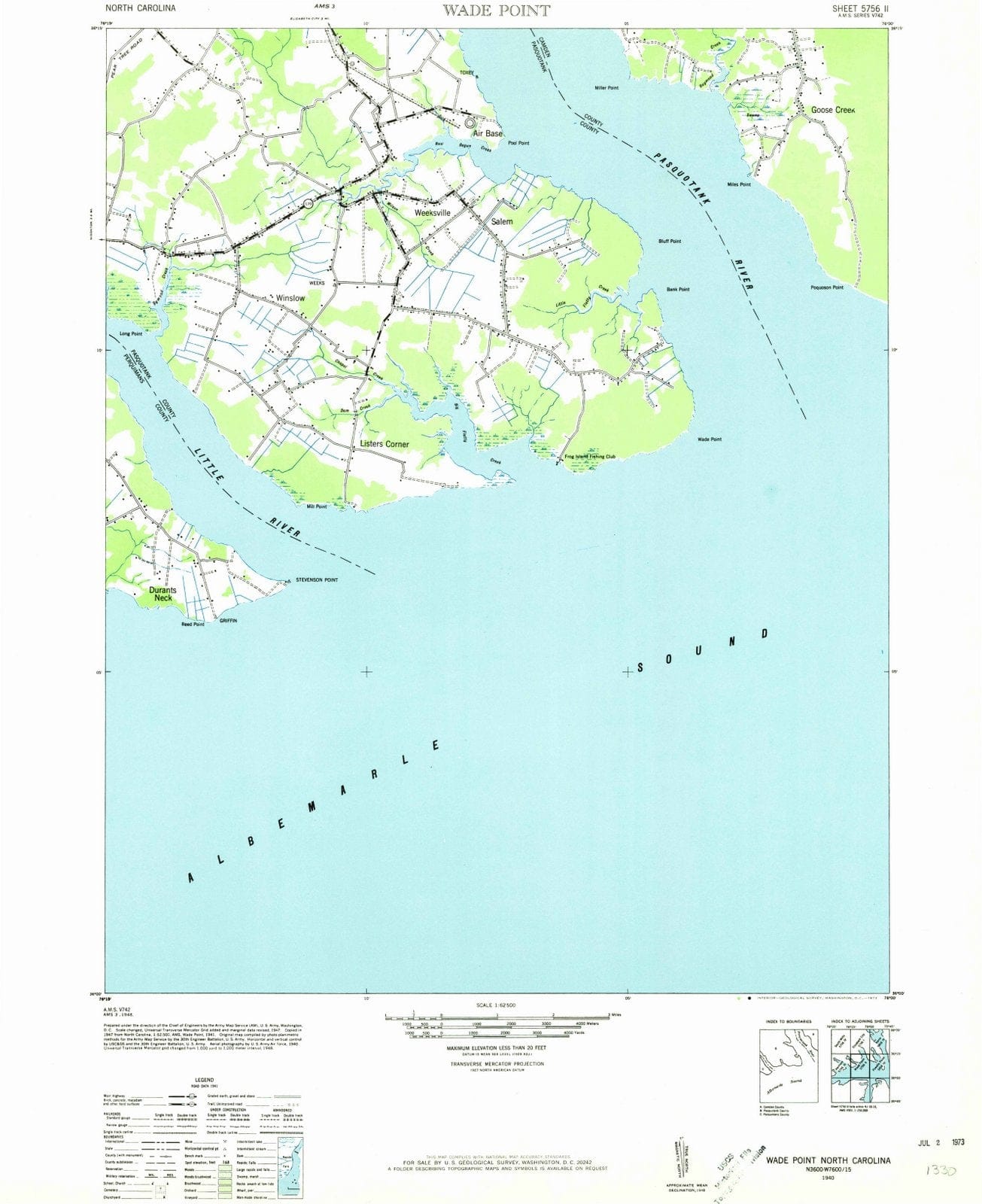1940 Wade Point, NC - North Carolina - USGS Topographic Map
