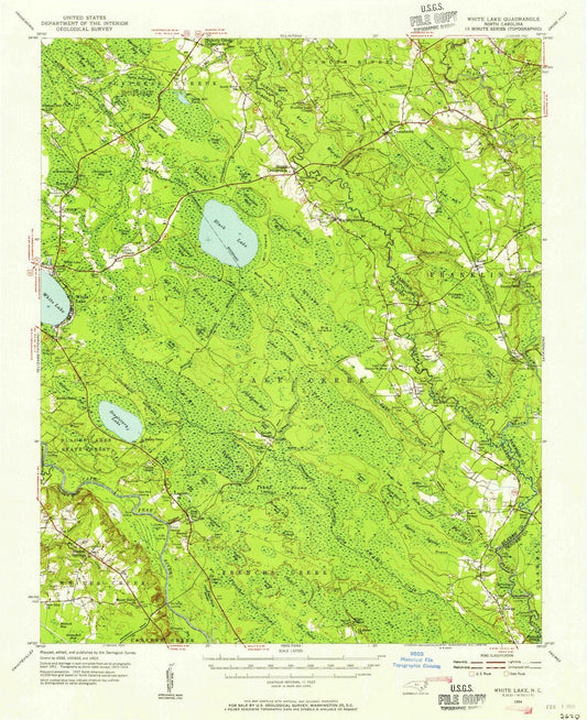 1954 White Lake, NC - North Carolina - USGS Topographic Map