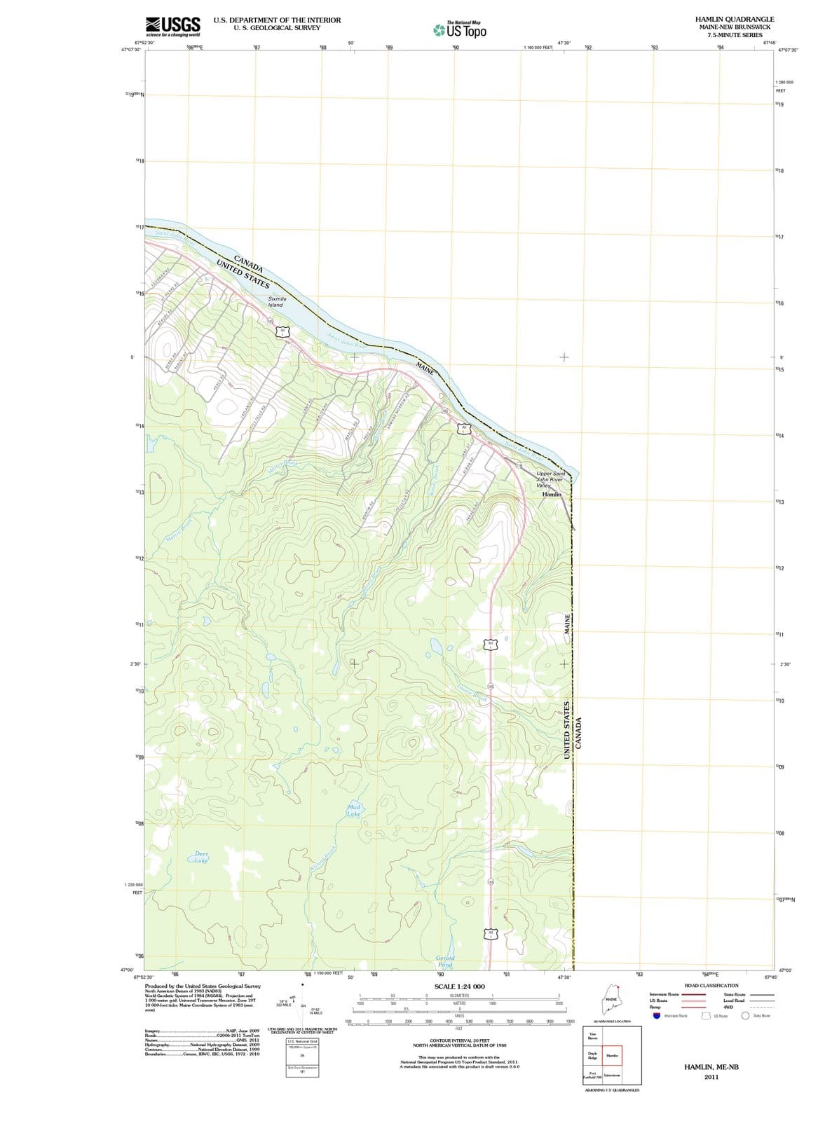 2011 Hamlin, ME - Maine - USGS Topographic Map