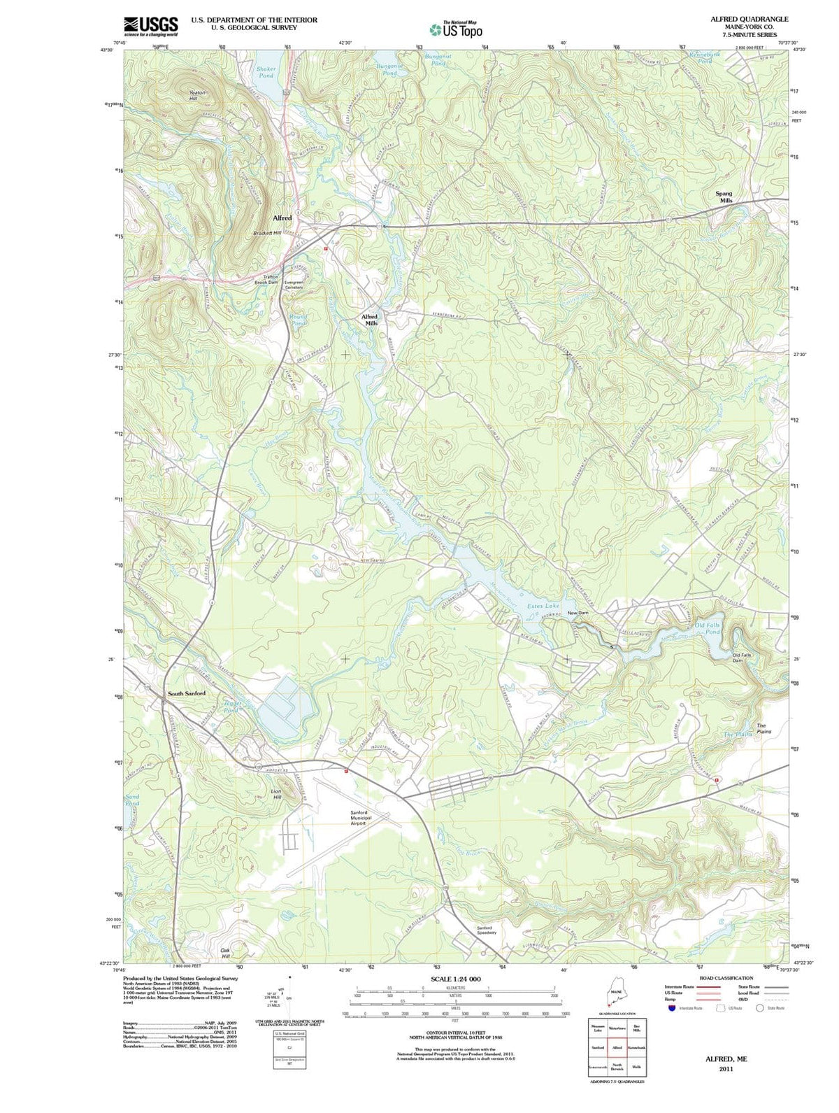 2011 Alfred, ME - Maine - USGS Topographic Map