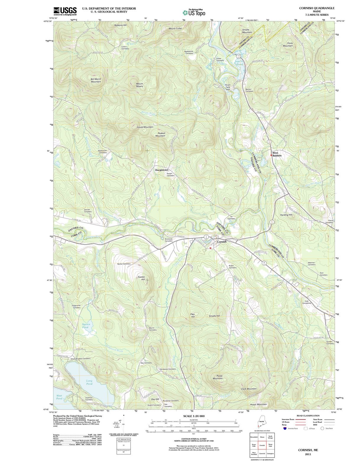 2011 Cornish, ME - Maine - USGS Topographic Map