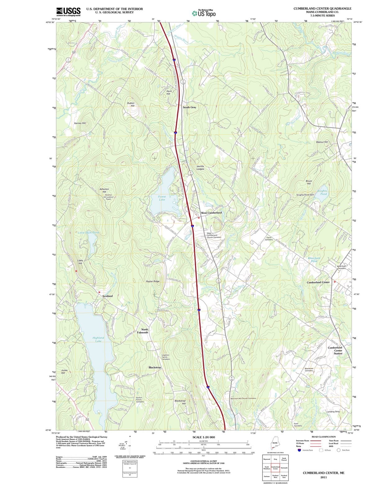 2011 Cumberland Center, ME - Maine - USGS Topographic Map