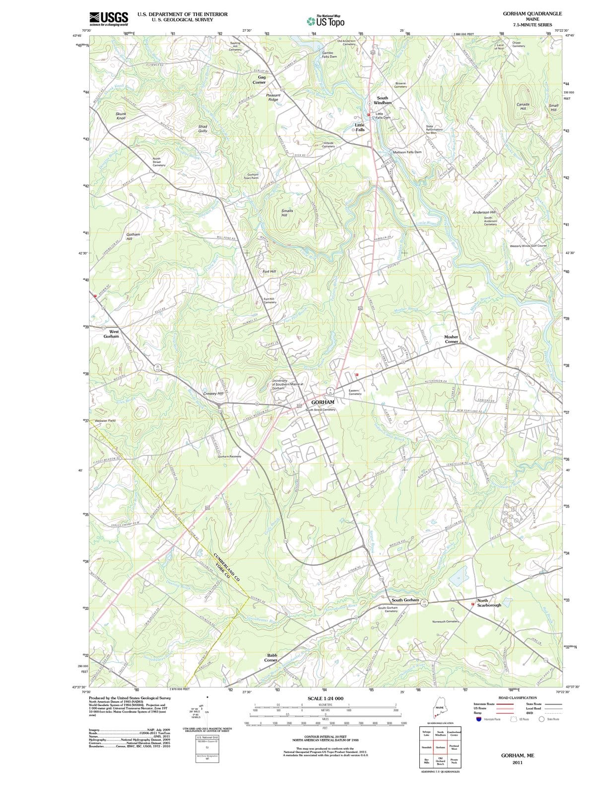 2011 Gorham, ME - Maine - USGS Topographic Map