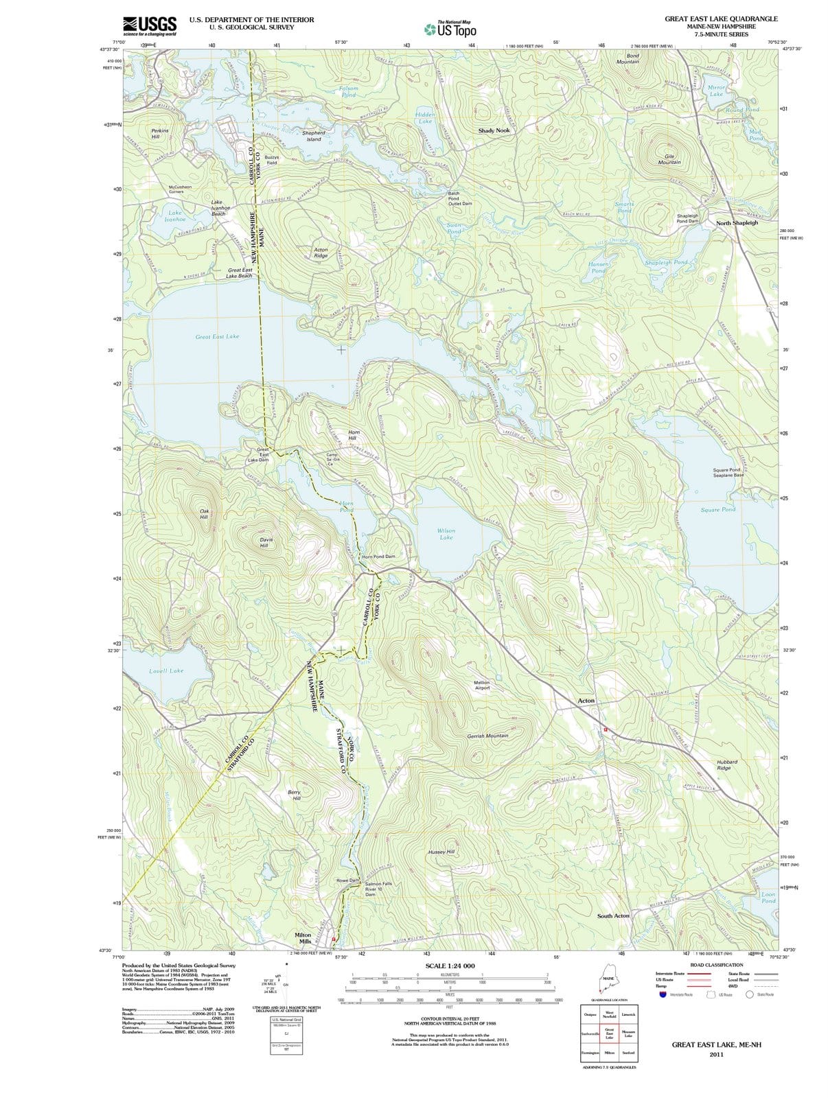 2011 Great East Lake, ME - Maine - USGS Topographic Map