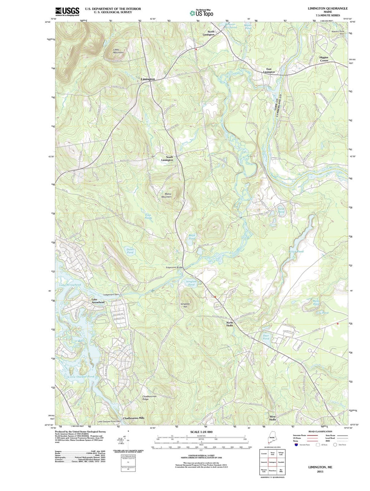 2011 Limington, ME - Maine - USGS Topographic Map