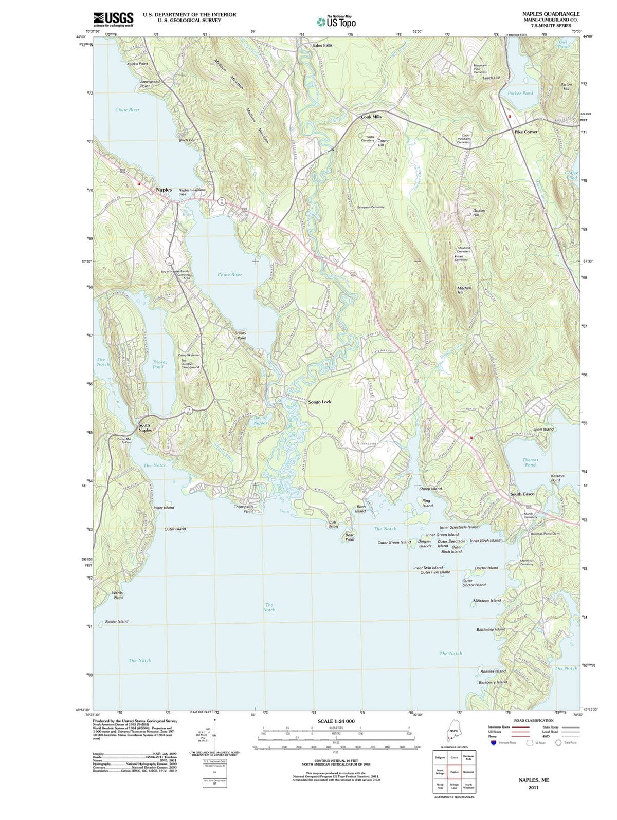 2011 Naples, ME - Maine - USGS Topographic Map