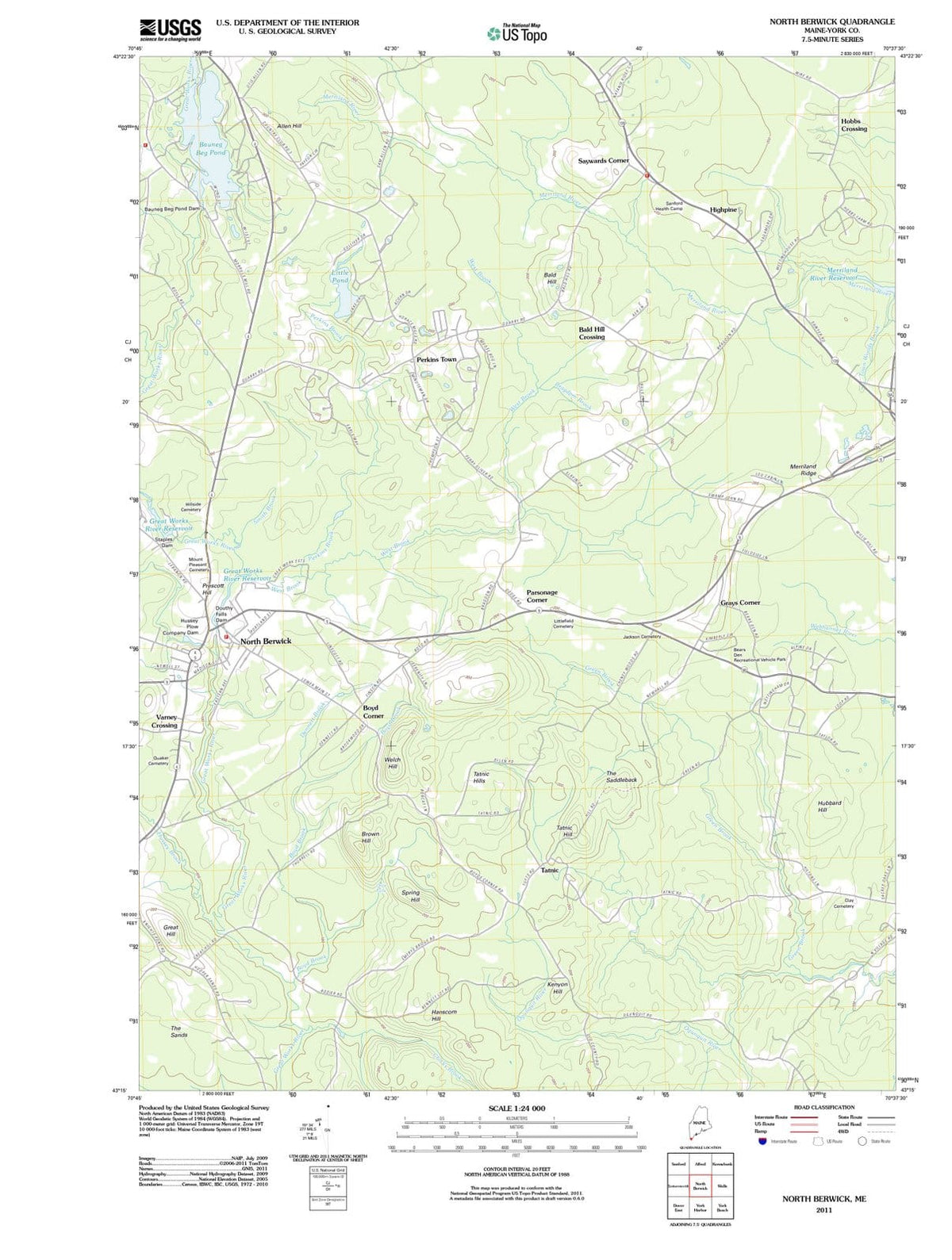2011 North Berwick, ME - Maine - USGS Topographic Map