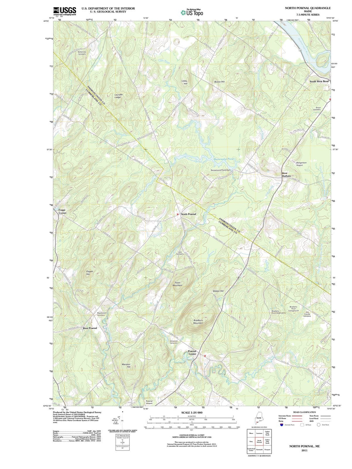 2011 North Pownal, ME - Maine - USGS Topographic Map