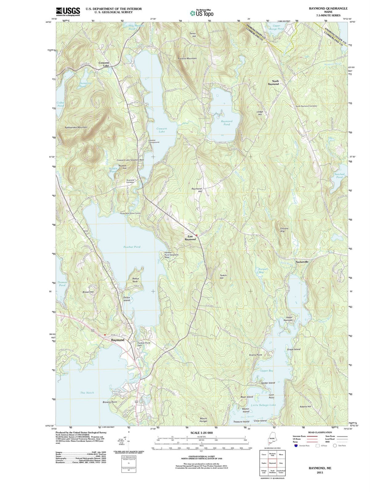 2011 Raymond, ME - Maine - USGS Topographic Map