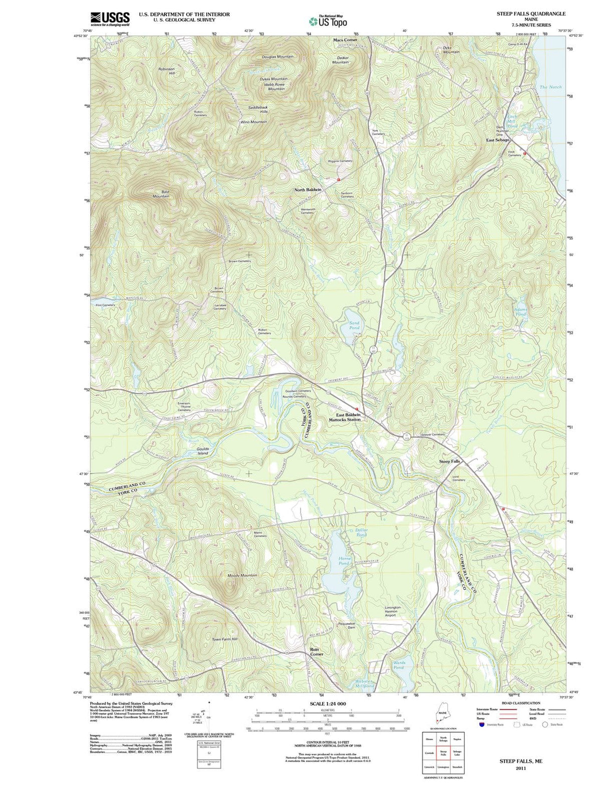 2011 Steep Falls, ME - Maine - USGS Topographic Map