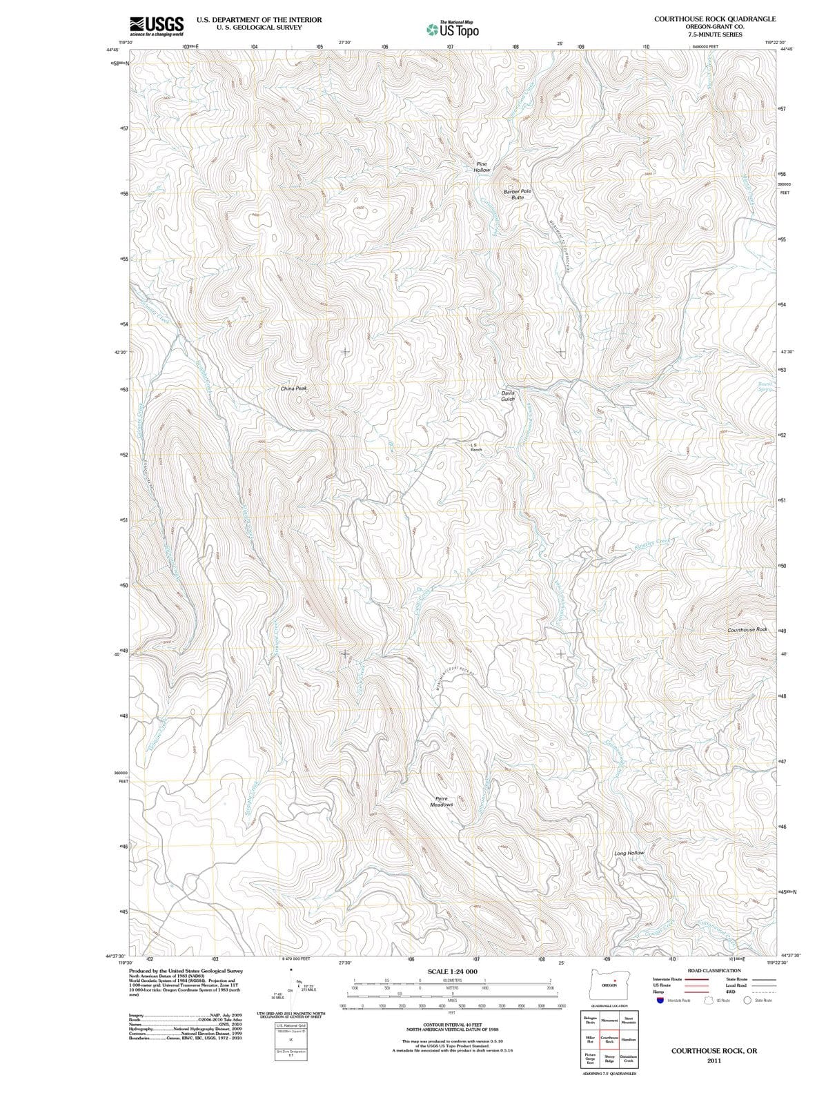 2011 Courthouse Rock, OR - Oregon - USGS Topographic Map