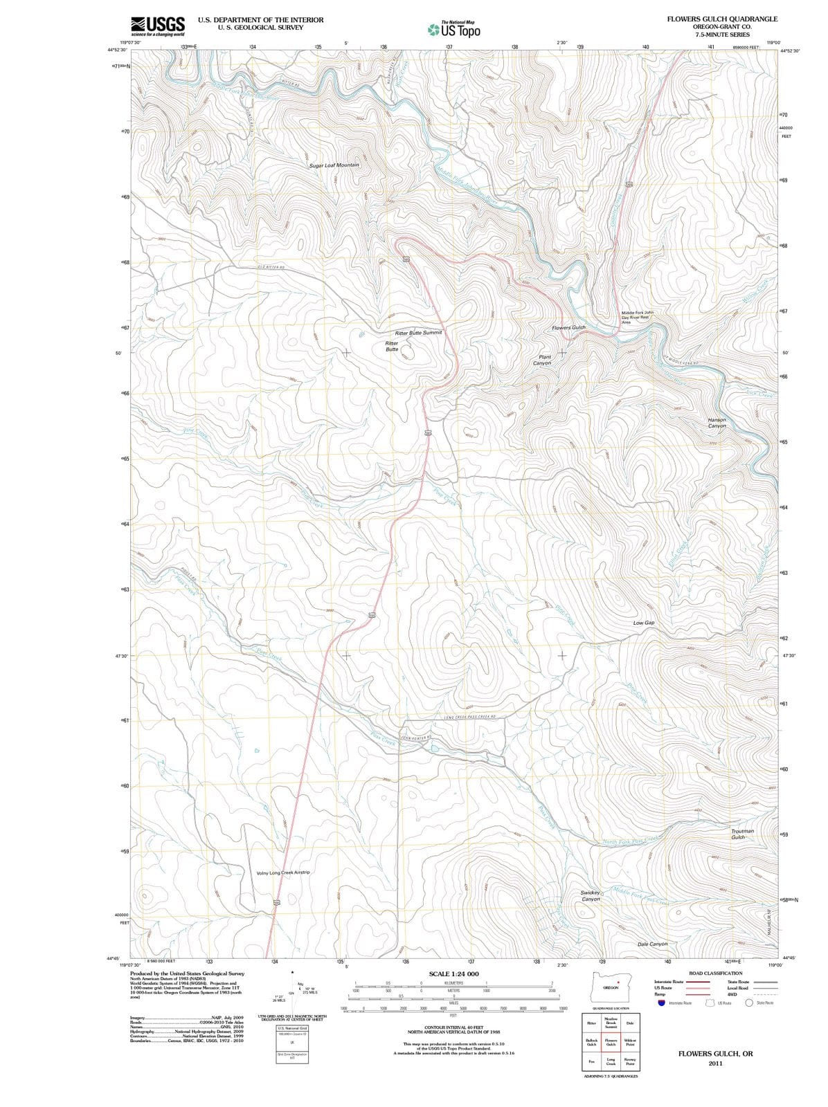 2011 Flowers Gulch, OR - Oregon - USGS Topographic Map