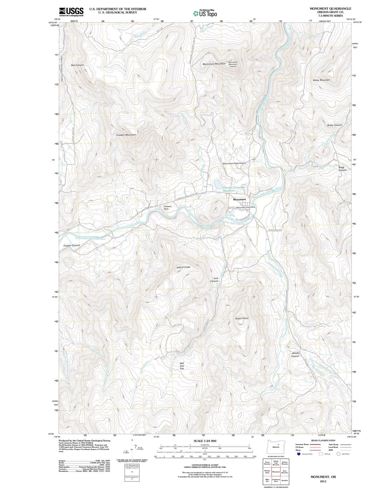 2011 Monument, OR - Oregon - USGS Topographic Map