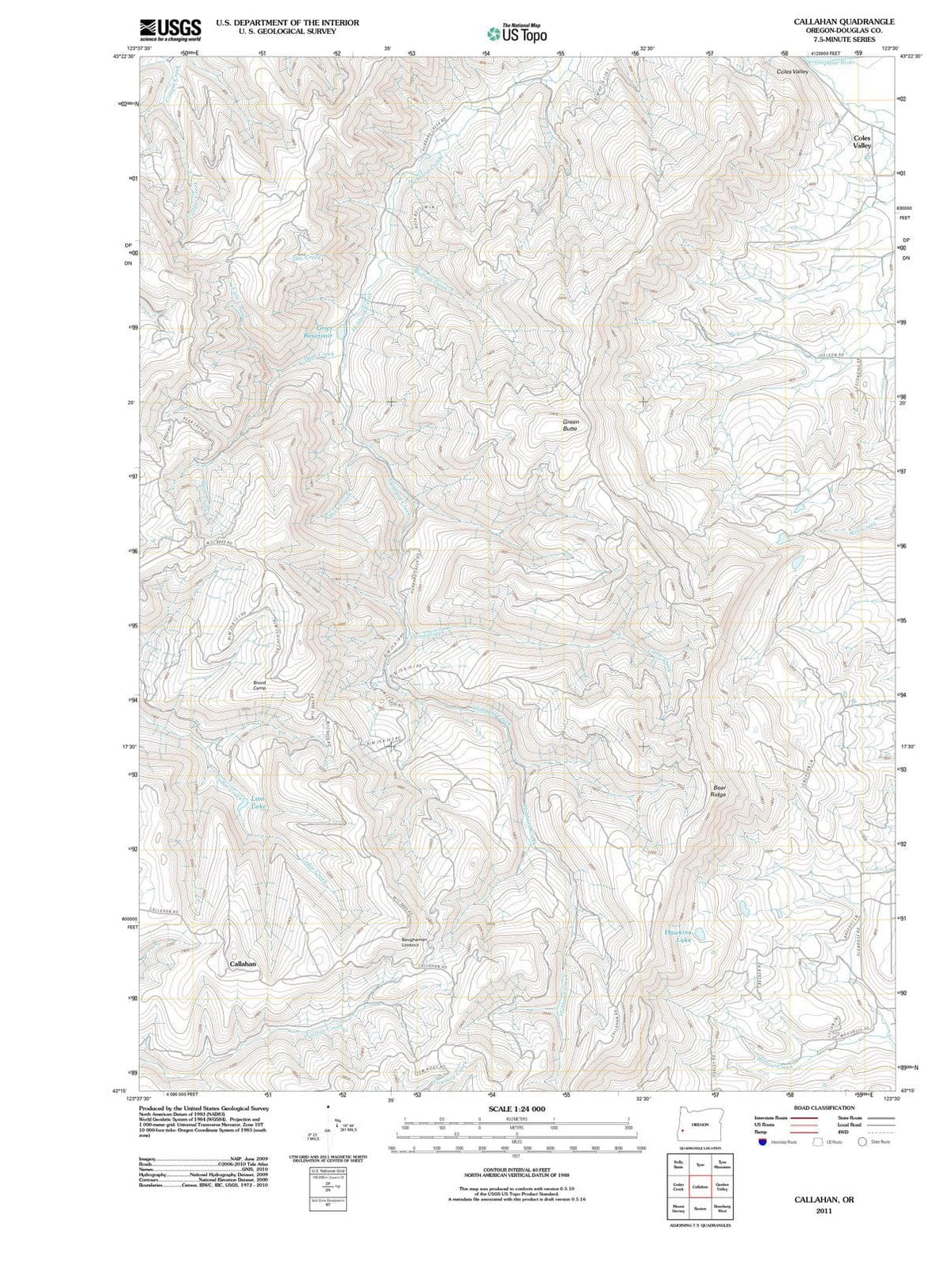 2011 Callahan, OR - Oregon - USGS Topographic Map