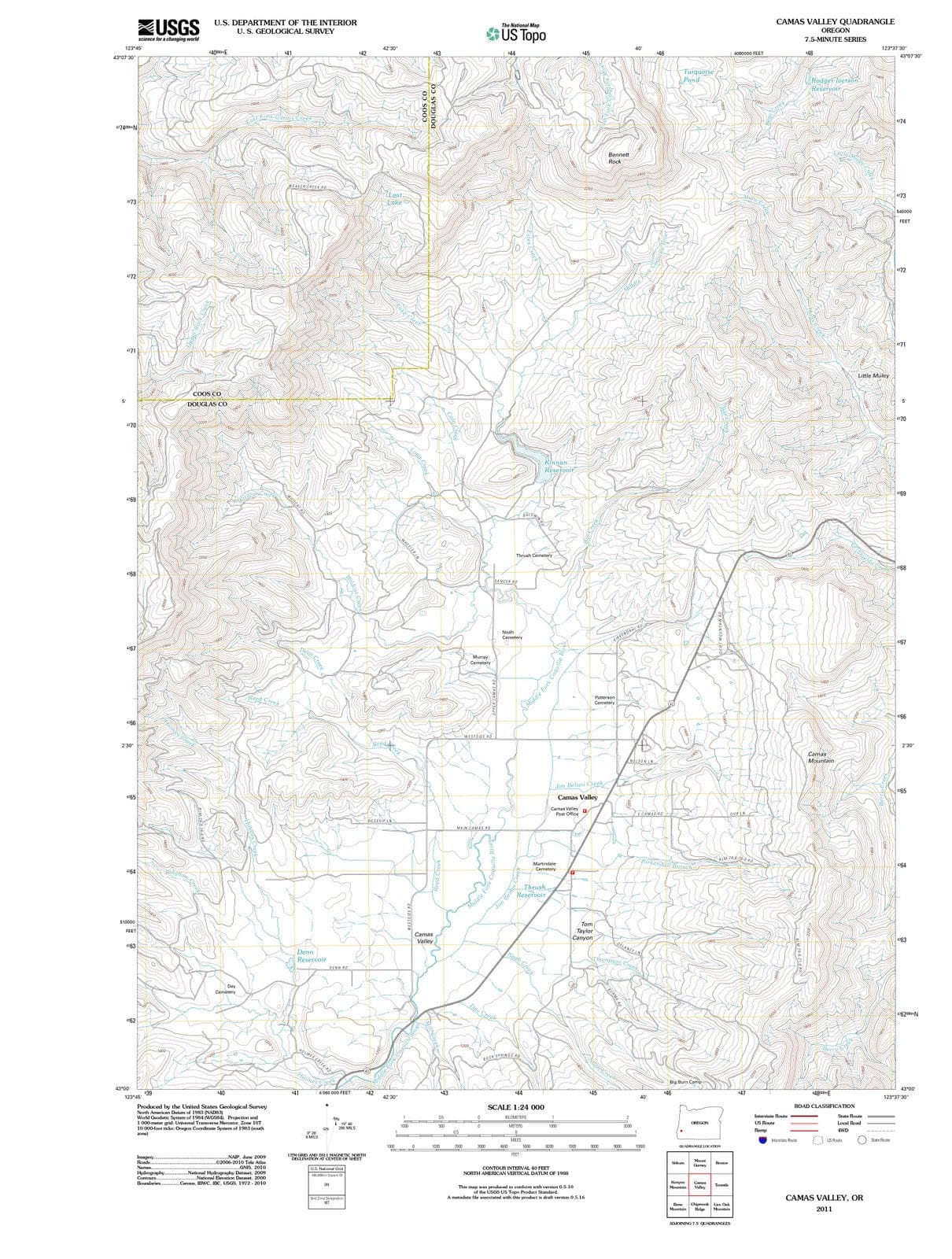 2011 Camas Valley, OR - Oregon - USGS Topographic Map