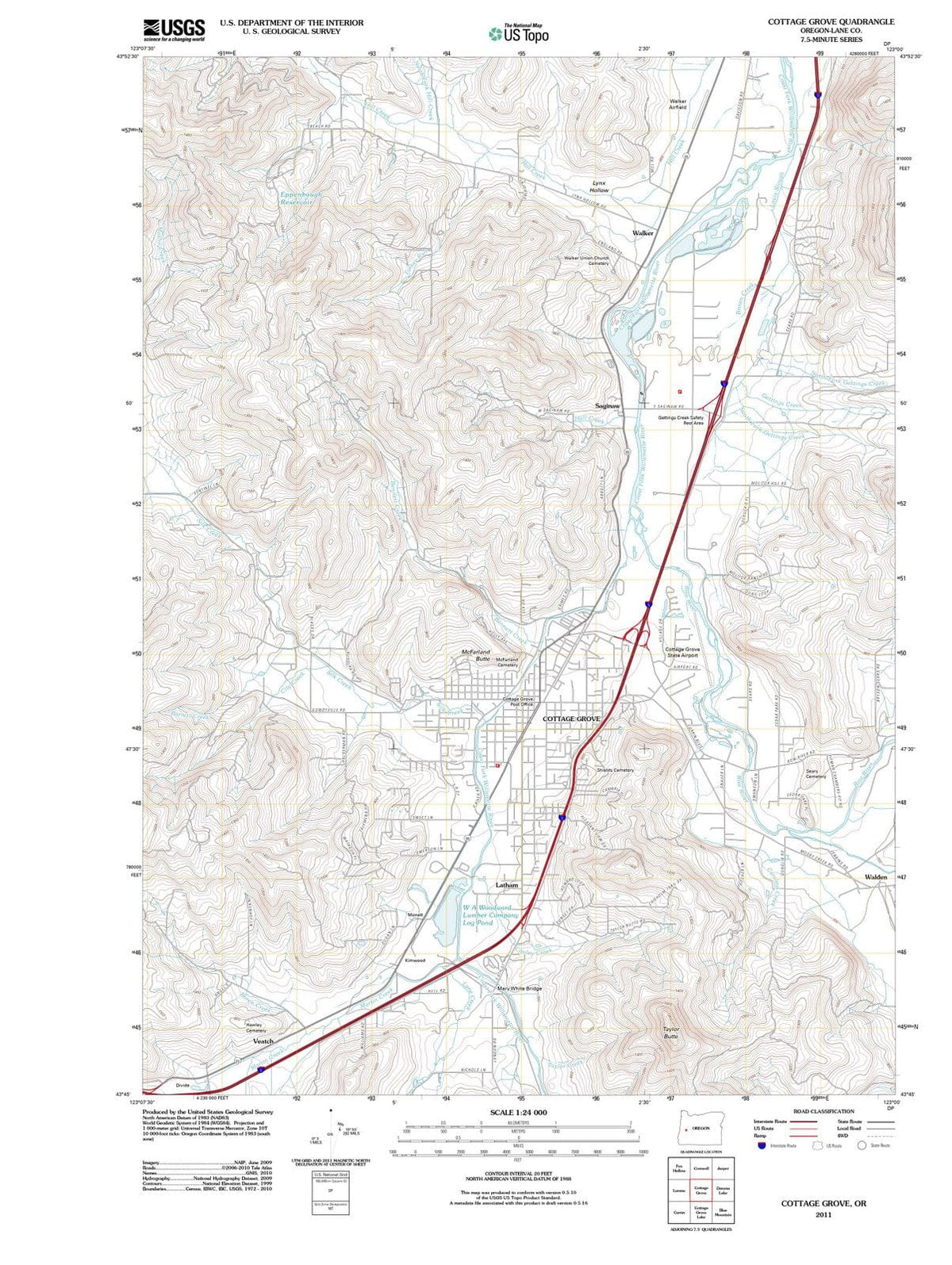 2011 Cottage Grove, OR - Oregon - USGS Topographic Map