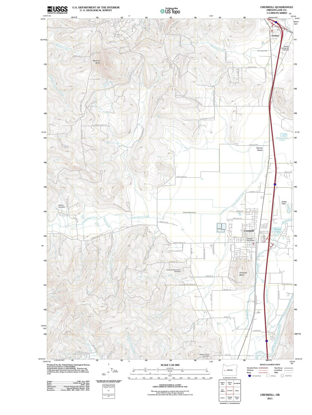 2011 Creswell, OR - Oregon - USGS Topographic Map