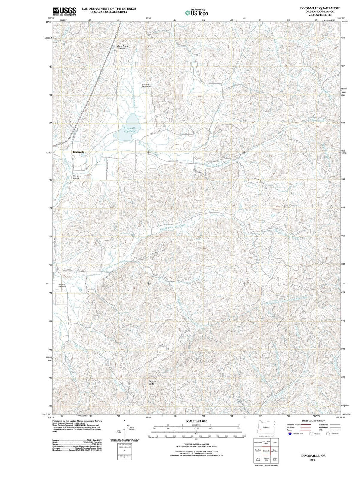 2011 Dixonville, OR - Oregon - USGS Topographic Map