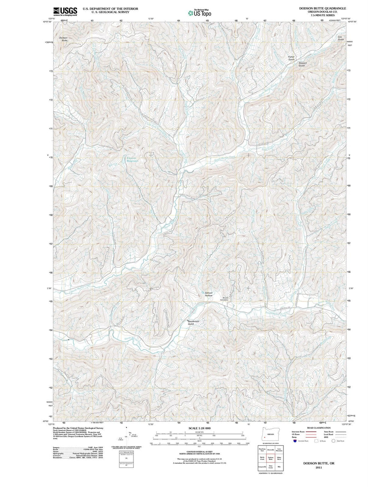2011 Dodson Butte, OR - Oregon - USGS Topographic Map