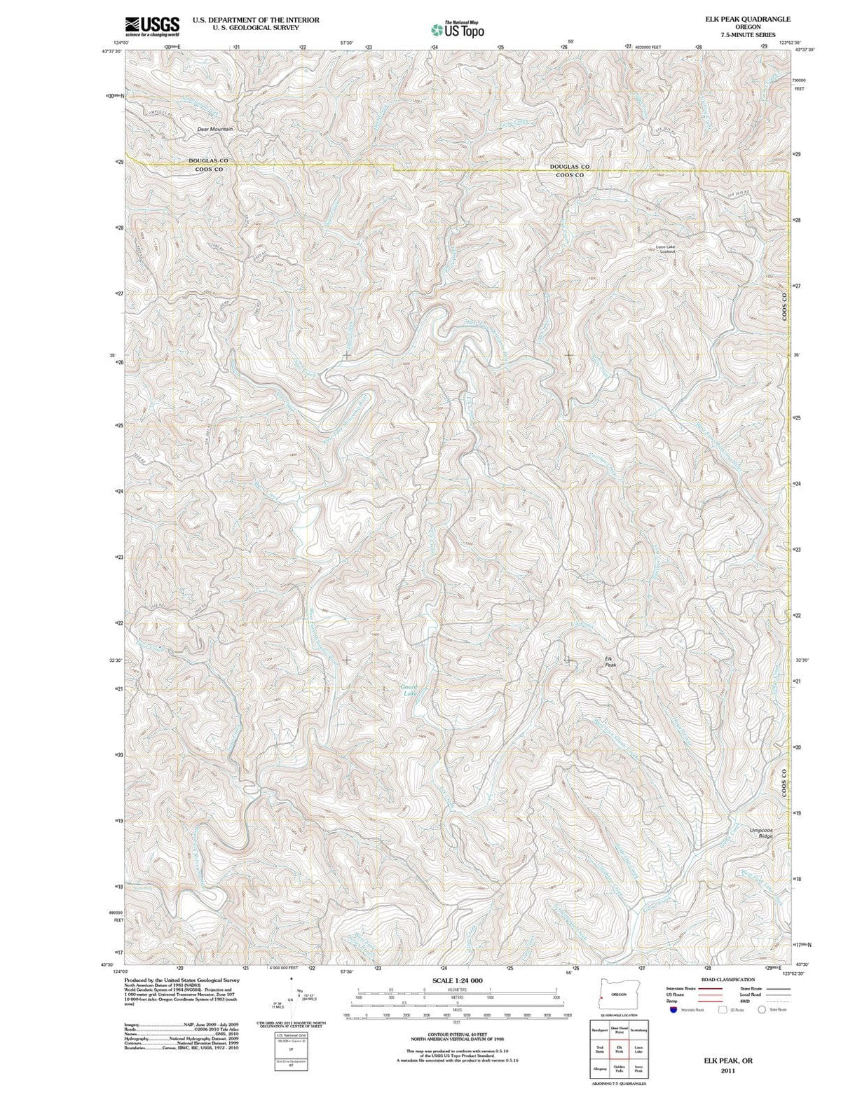 2011 Elk Peak, OR - Oregon - USGS Topographic Map