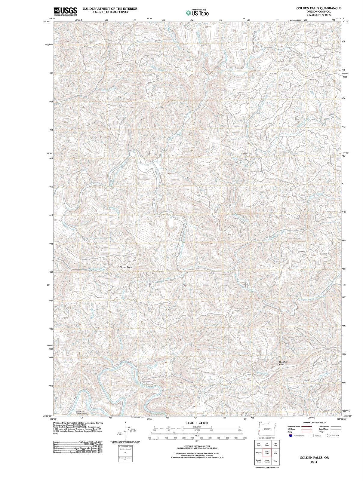 2011 Golden Falls, OR - Oregon - USGS Topographic Map