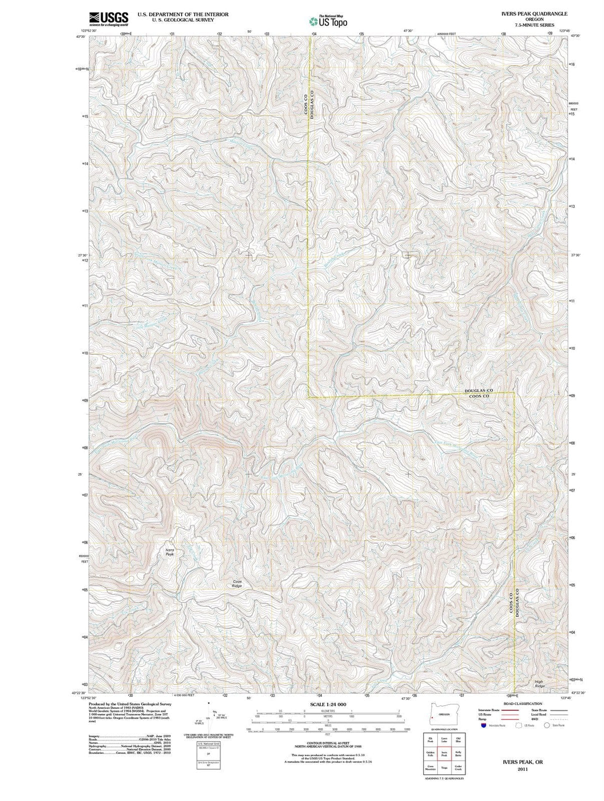 2011 Ivers Peak, OR - Oregon - USGS Topographic Map