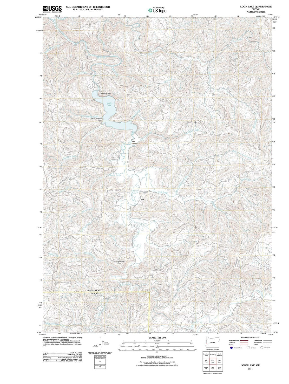 2011 Loon Lake, OR - Oregon - USGS Topographic Map