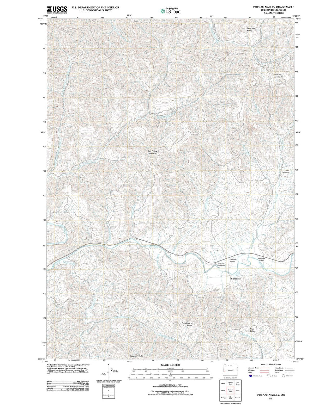 2011 Putnam Valley, OR - Oregon - USGS Topographic Map