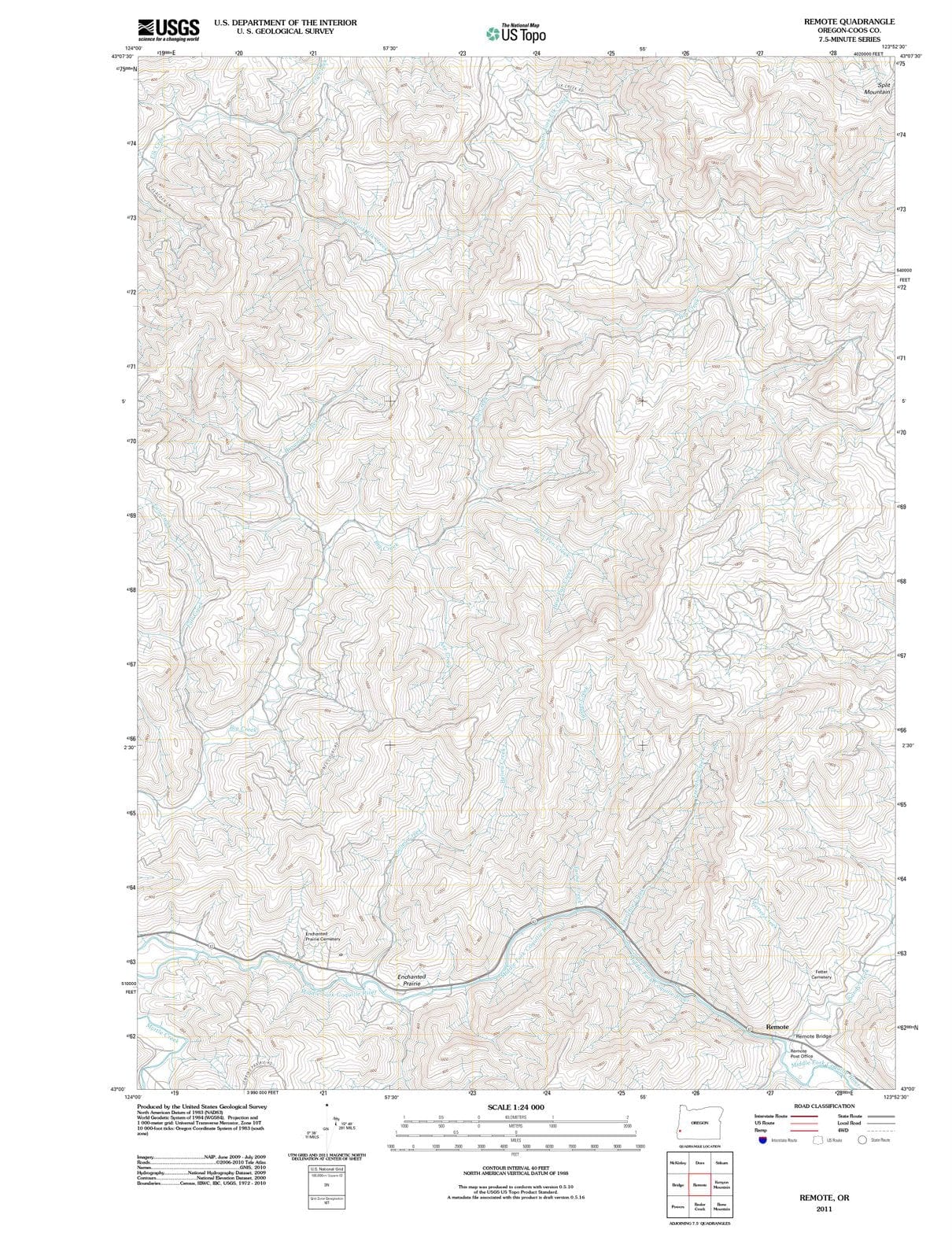 2011 Remote, OR - Oregon - USGS Topographic Map
