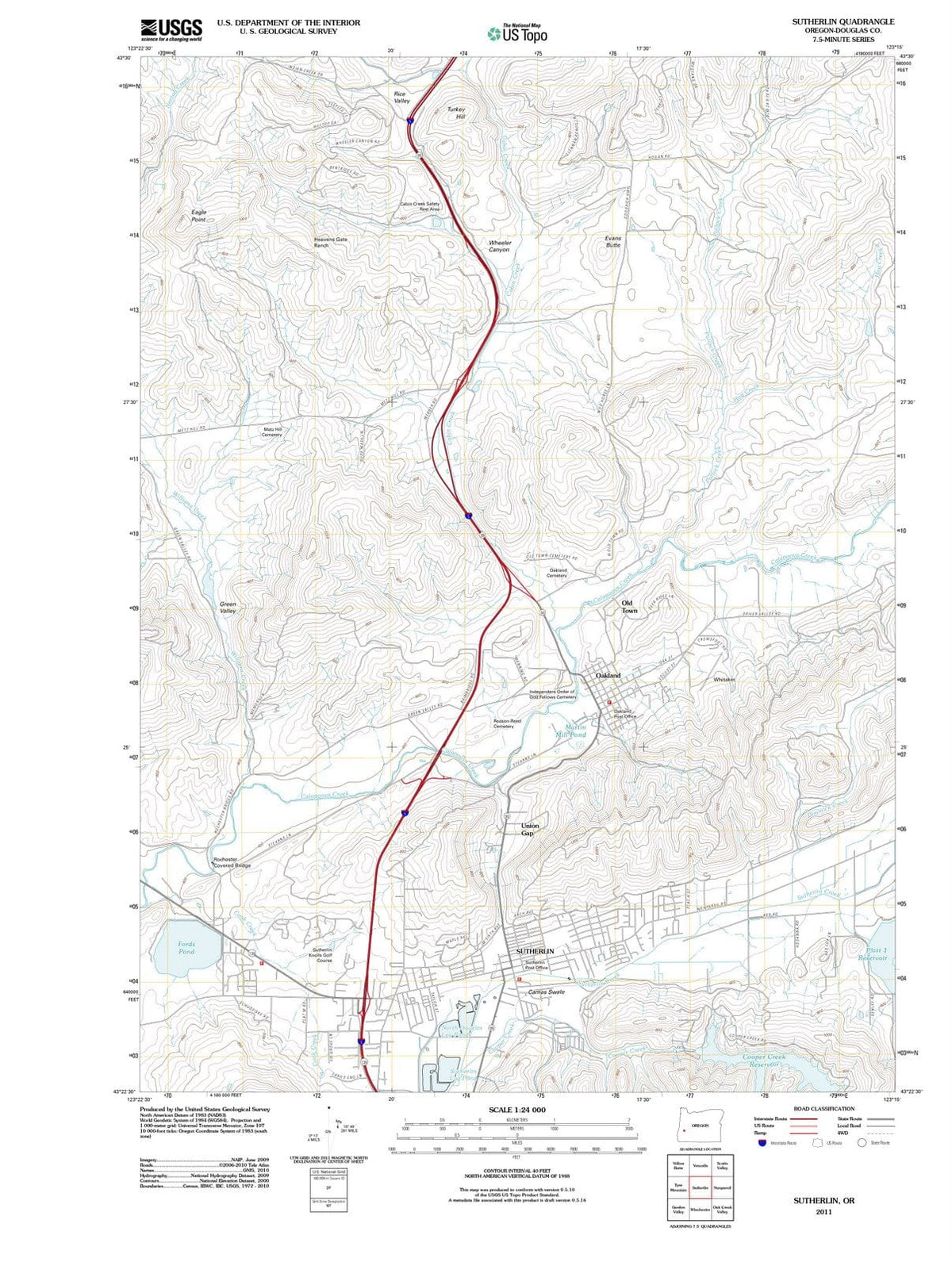 2011 Sutherlin, OR - Oregon - USGS Topographic Map