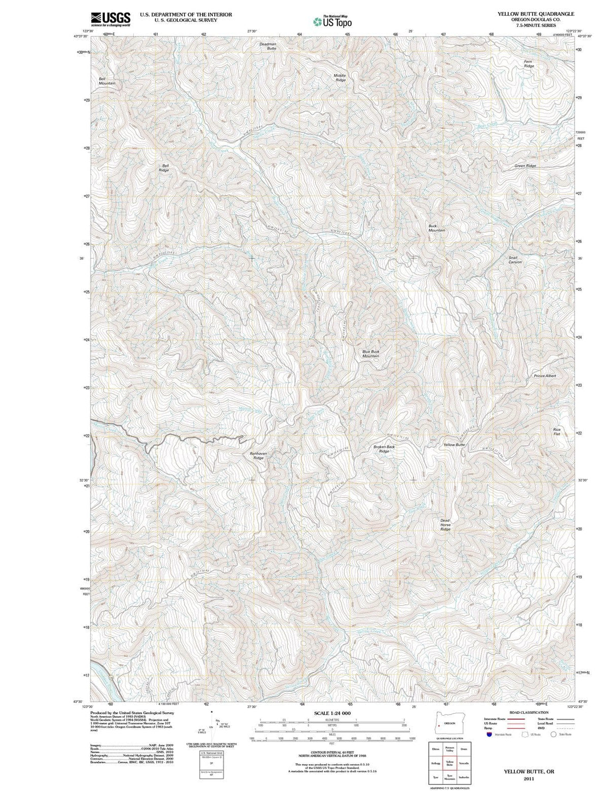 2011 Yellow Butte, OR - Oregon - USGS Topographic Map
