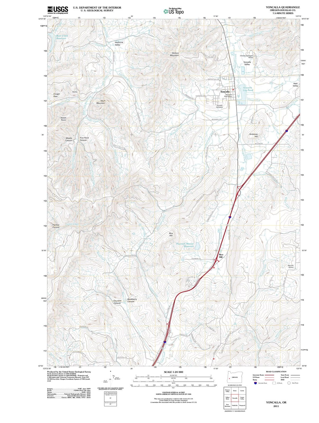 2011 Yoncalla, OR - Oregon - USGS Topographic Map