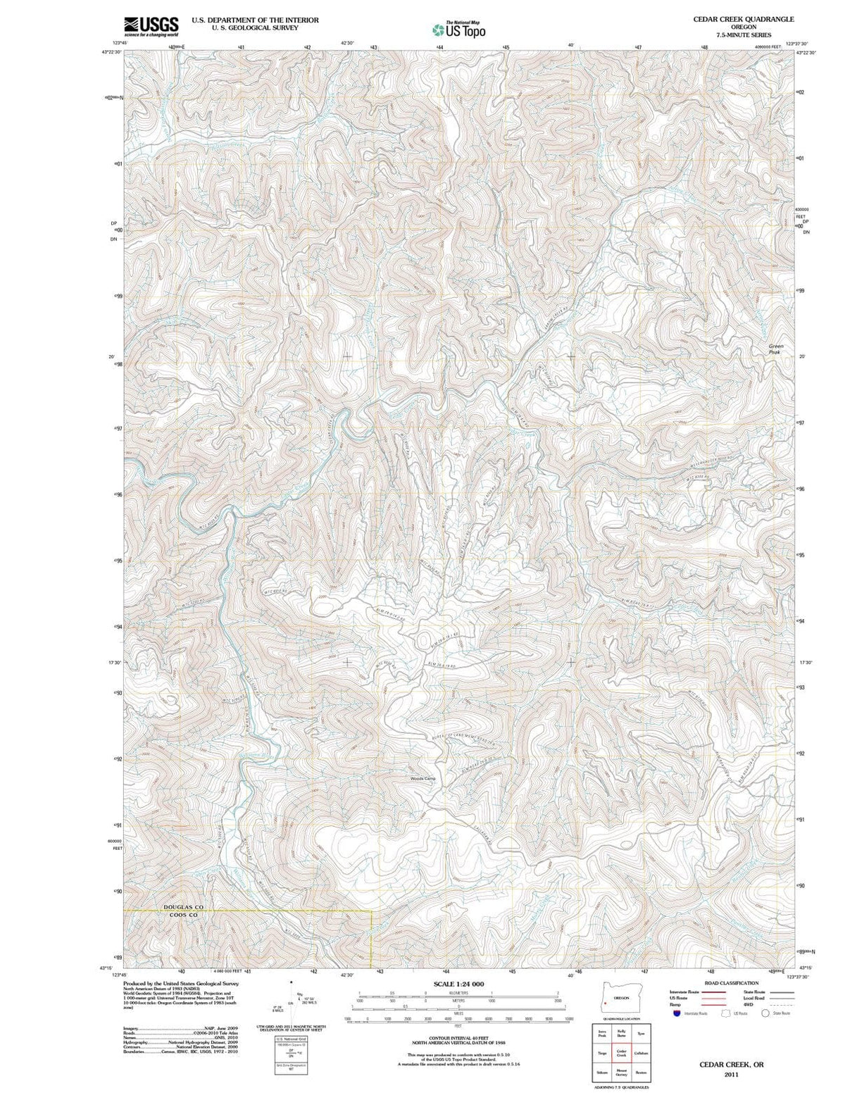 2011 Cedar Creek, OR - Oregon - USGS Topographic Map