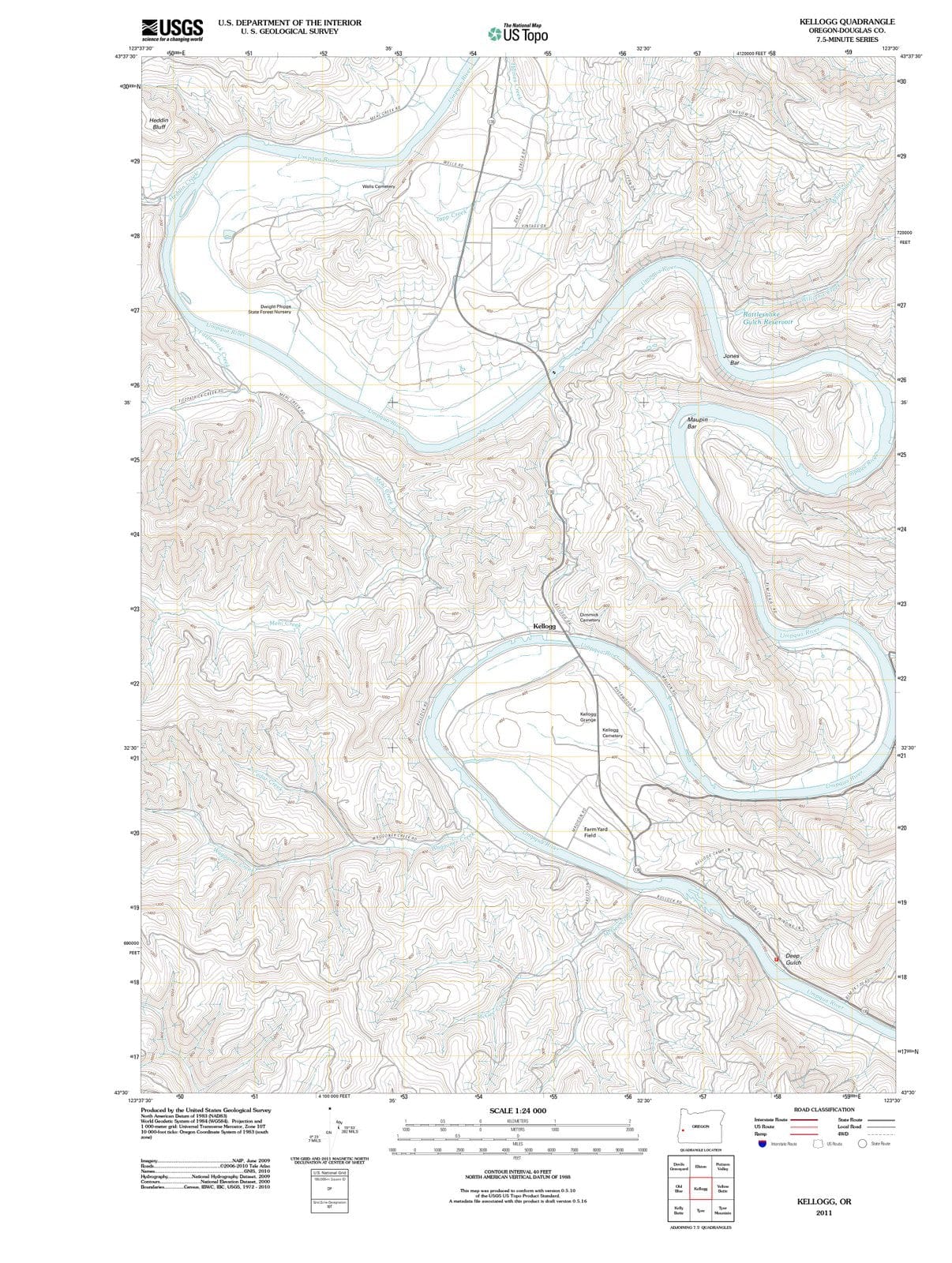 2011 Kellogg, OR - Oregon - USGS Topographic Map
