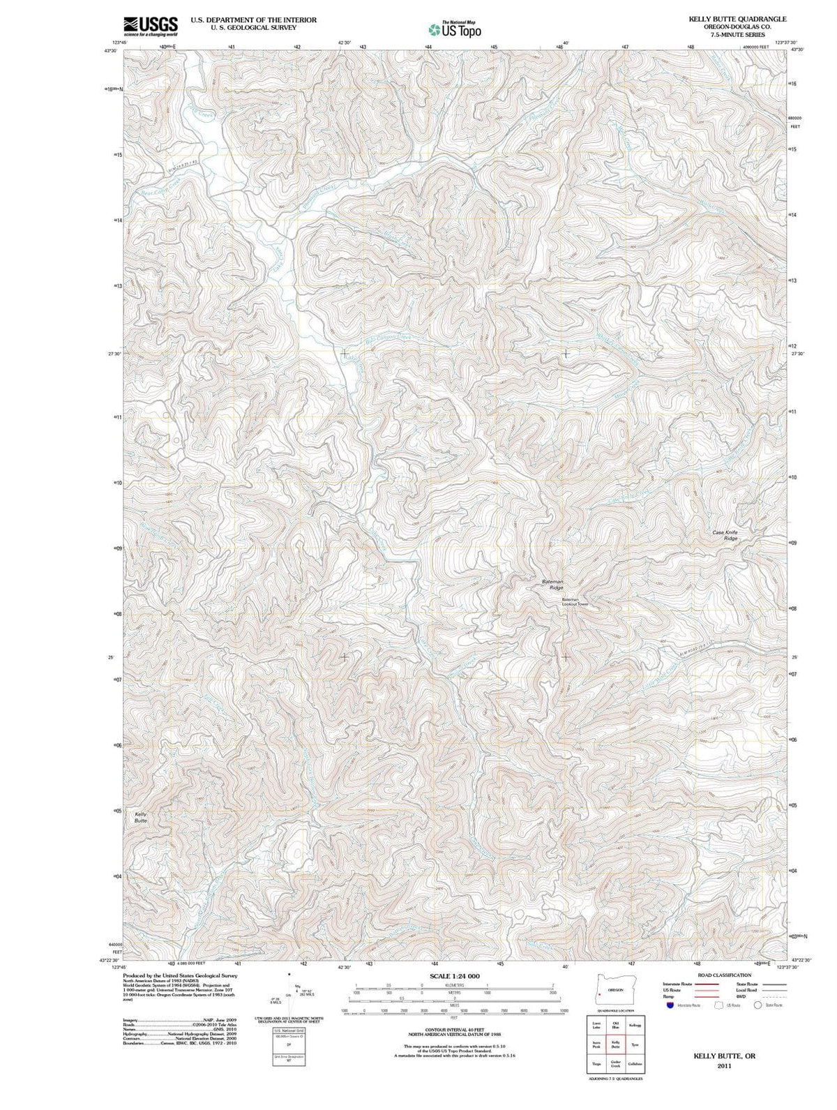 2011 Kelly Butte, OR - Oregon - USGS Topographic Map