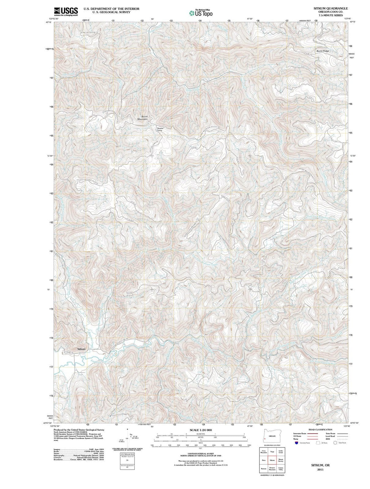 2011 Sitkum, OR - Oregon - USGS Topographic Map